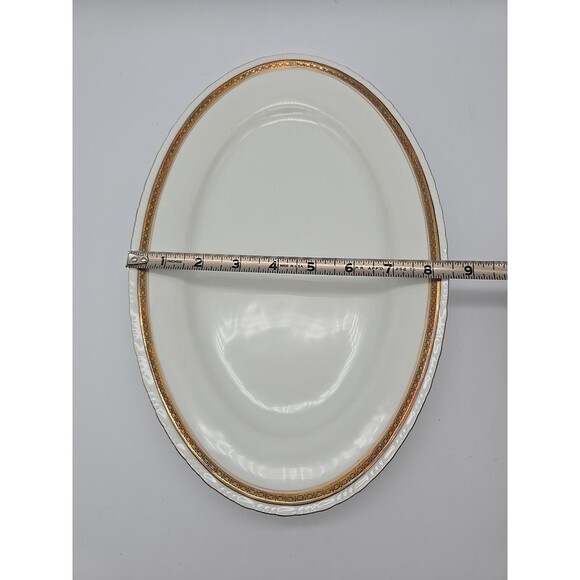 Rorstrand Sweden Oval Porcelain Platter #523 Gold Ribbon Pattern 13.25" x 8.5" - Picture 7 of 9